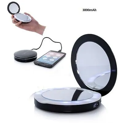 Loader Battery External Mirror LED 3000mAh Black For Smartphone And Tablet • £53.88