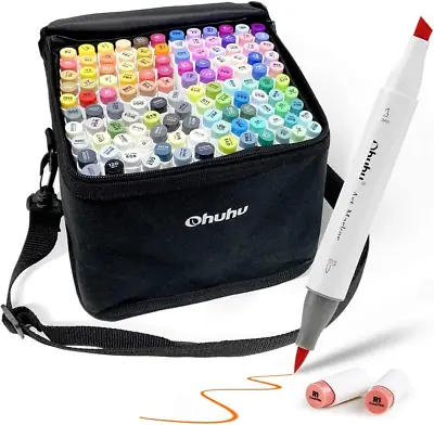 Ohuhu Brush Markers 120-color Double Tipped Art Marker Set Brush & Chisel Alc • $187.98