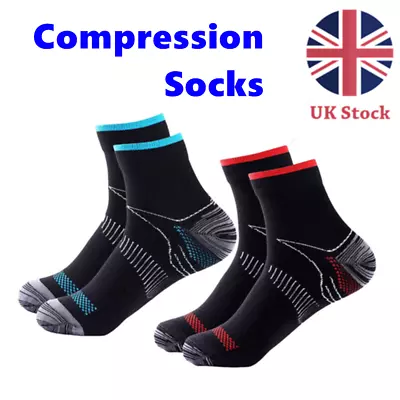 £9.98 • Buy UK Stock Mens Arch Plantar 1-2 Ankle Womens Support Compression Socks Running