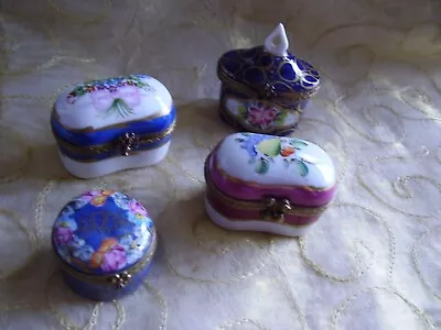 4 Assorted Limoges Dainty  Trinket Boxes With Floral Decoration • £21.01