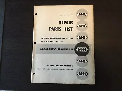 Massey Harris 62 And 64 Moldboard Plow Repair Parts Manual • $15