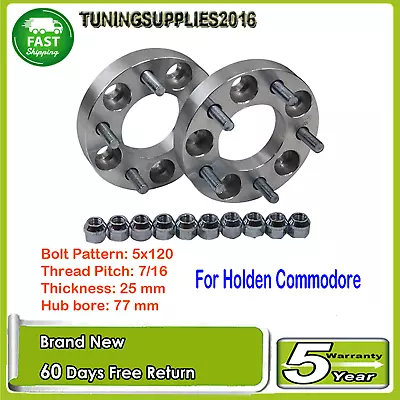 2Pcs 25Mm Wheel Spacers Adapters For Holden Commodore 5X120 7/16 Cb=77Mm ASI • $69