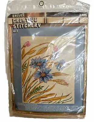 Vintage Crewel Creative Stitchery Kit #2316 FLOWER & WHEAT -Vogart Crafts 10x12” • $12.99