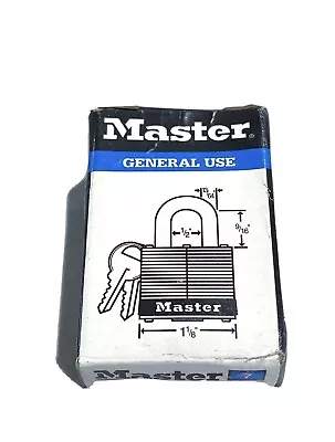 Master Lock 1-1/8  No. 7 Laminated Padlock New In Box W/ Keys • $9.99