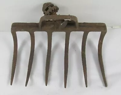 ANTIQUE Vintage 6 TINE GARDEN Rake Fork FARM TOOL Cultivator HEAD • $14.99