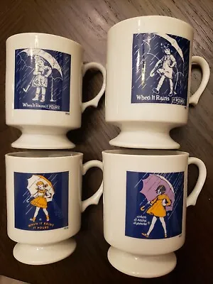 Morton Salt Girl Coffee Cup Set Mugs Lot Of 4 Vintage 1914 1921 1956 1968 • $15