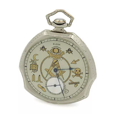 Vintage Elgin 14k Gold-Filled 44MM Masonry Society Men's Pocket Watch #WB745-3 • $32