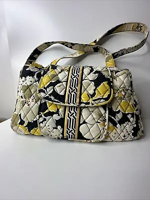 Vera Bradley Purse  Edie  Yellow White And Black Floral Satchel Vintage • $15