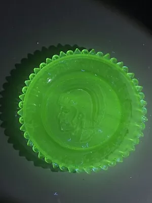 Rare Vintage Uranium Glass Coaster - Pristine Condition - 3” • $32