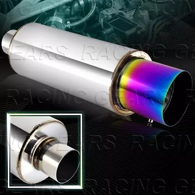 4  Titanium Rainbow N1 Tip 2.5  Inlet T304 Stainless Exhaust Muffler Universal 4 • $35.95