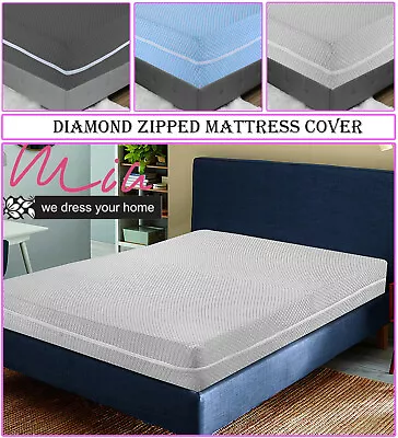 Anti Bed Bug Zipped Mattress Protector Comfy Total Encasement Cover Double King • £10.99