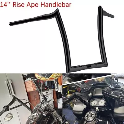 Black 14  Rise Ape Hanger Handlebar Fit For Harley Touring Glides FLHR 2014-2020 • $229