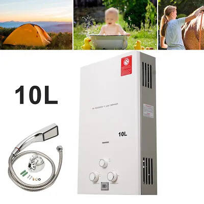 10L Hot Tankless LPG Water Heater For Camping Showers And Trailers Use (White) • £109.20