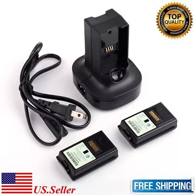 US Dual Charger Station Dock + 2pcs Rechargeable Battery For XBOX 360 Controller • $14.95