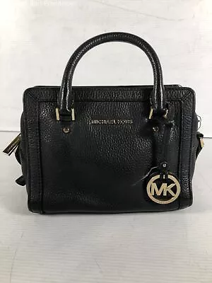 Michael Kors Womens Black Leather Pockets Adjustable Strap Small Satchel Bag • $24.99