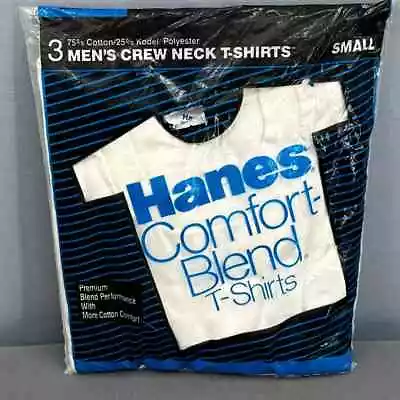 VTG Hanes 1987 Comfort Blent T-Shirts Mens Sm Crew Neck 3-Pack USA Deadstock New • $39.99