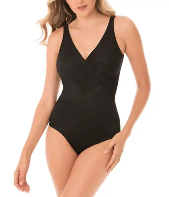 Miraclesuit L29724 Women's Black Solid Oceanus One Piece Swimsuit Size 18DD • $141