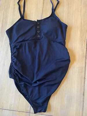 Summer Mae Women’s Maternity Ribbed One Piece Swimsuit  Black Size Medium • $13