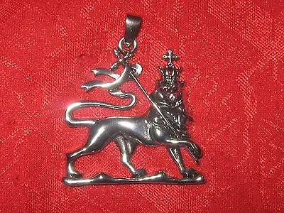 New Silver Tone Ethiopia Lion Of Judah Rasta Crown Pendant Charm Necklace • $12.99