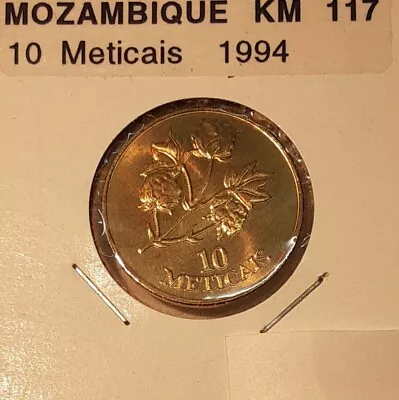 1994 Mozambique 10 Meticais Brass Clad Steel Coin  BU • $2.95