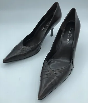 Jane Shilton Heels Uk 6 Brown Antique Leather Court Shoes Eu 39 Pointed Toe • £22