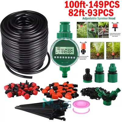 82ft Drip Irrigation System Garden Plant Self Watering Micro Hose Sprinkler Kit • $45.61