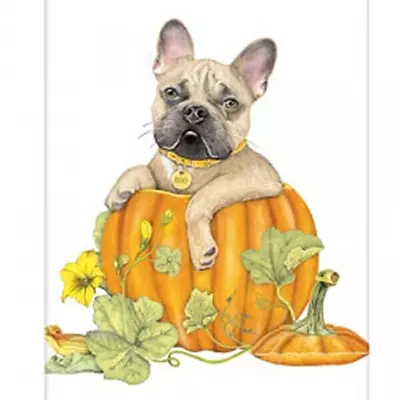 Mary Lake-Thompson Frenchie Bulldog Pumpkin Halloween Flour Sack Kitchen Towel • $10.50