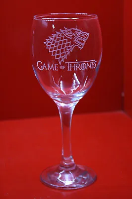 £12 • Buy Laser Engraved Wine Glass Game Of Thrones Stark Dire Wolf Design