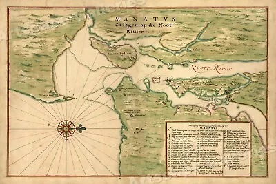 1630s Manhattan Island - Early New York - Staten Island Map - 24x36 • $25.95