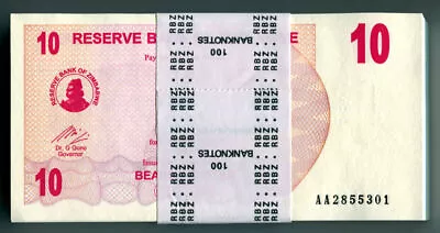 Zimbabwe 10 Dollars X 100pcs 2006 P39 Full Bundle Consecutive UNC Currency Bills • $340.05