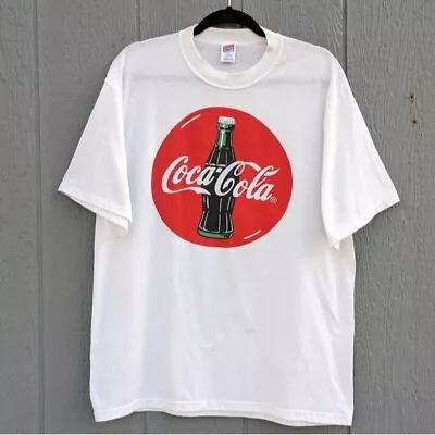 Vintage Soffe Shirts Coca Cola T-shirt XL White & Red Single Stitch Made In USA • $24.99