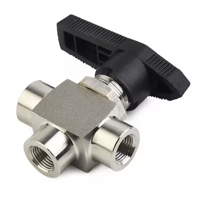 Fuel Oil Ball Valve 3 Way BSPP G1/8 G3/8 High Pressure Inch Female Thread • £13.55