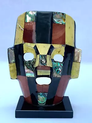 Mexican Ceremonial Face Mask Mayan Aztec  Mother Of Pearl Abalone Desk Sculpture • $35