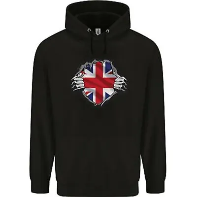 Union Jack Flag Ripped Torn Gym British UK Mens 80% Cotton Hoodie • £24.99