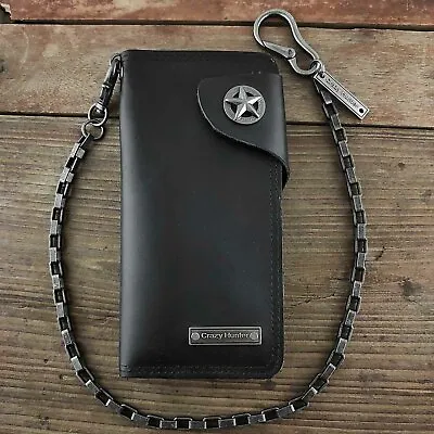 Genuine Leather Star Snap Card Money Men's Long Wallet With Chain • $29.90