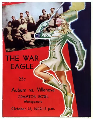 Auburn Tigers Football WAR EAGLE C.1942 Vintage NCAA Program Cover 22x28 POSTER • $22.49