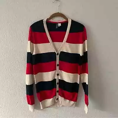 H&M Divided Striped Cardigan Bold U.S.A. OverSized Small • $28
