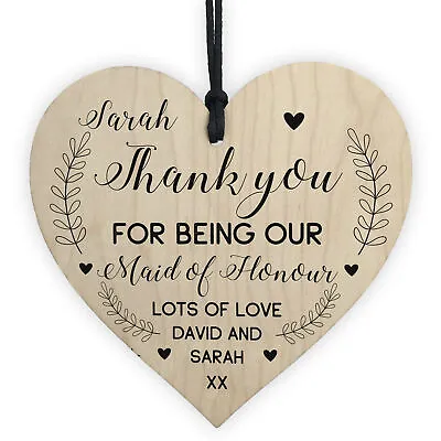 Personalised Thank You Gift For Maid Of Honour Wood Heart Wedding Gift • £4.99