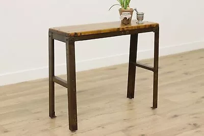 Farmhouse Antique Industrial Oak & Iron Sofa Or Hall Console #49469 • $975