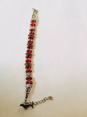 Red Beaded Bracelet With Dachshund Charm • $1.95