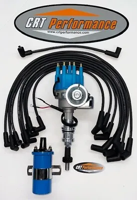 SMALL BLOCK FORD 289-302 BLUE Small HEI Distributor + 45K COIL + 8MM USA WIRES • $159.98