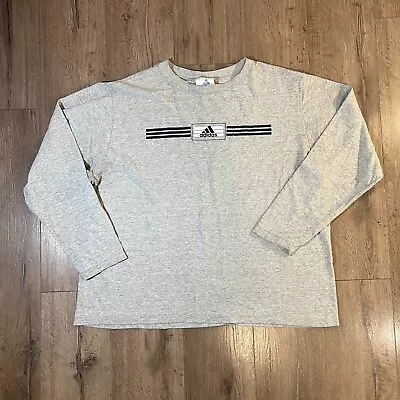 Vintage Adidas Shirt Mens Large Gray Long Sleeve Y2K Made In USA Skater Graphic • $15.95