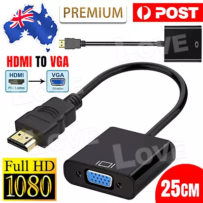 HDMI Male To VGA Female 1080p Adapter Cable Converter Chipset Built-in • $4.75