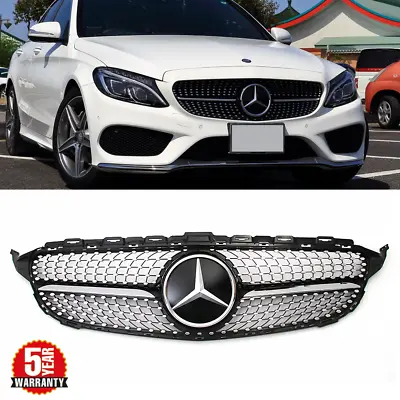 Diamond Front Grille For 2019-2021 Mercedes Benz W205 C-Class C300 C200 C43 AMG • $88.41