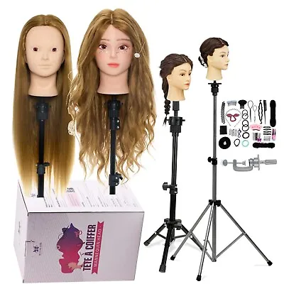 24'' Salon Long Training Head Make-up Mannequin Doll Clamp Hairdressing Practice • £30.59