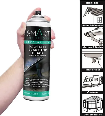 £12.97 • Buy Leak Stop Spray N Seal Fix BLACK Instant Waterproof Sealant Mastic Gutter Roof 