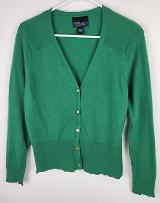 Cynthia Rowley Cardigan Womens L Green Merino Wool Button Sweater Lightweight • $18.19