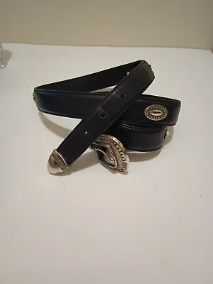 Vintage Greg Norman Genuine Black Leather Belt Men’s Size 44 Western Concho • $28.99