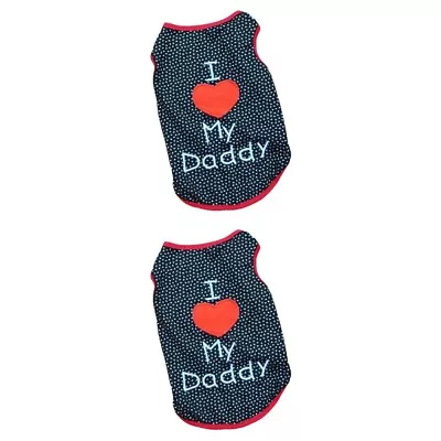  Set Of 2 Dad Sleeveless Couple Outfits Pet Dog Appliqués Small Clothes • £8.25