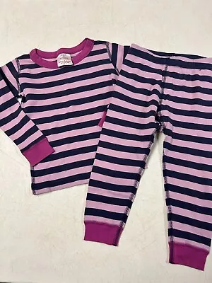 $13.50 • Buy Hanna Andersson 100% Organic Cotton Stripe Long Johns Pajamas Set  90   3t   3